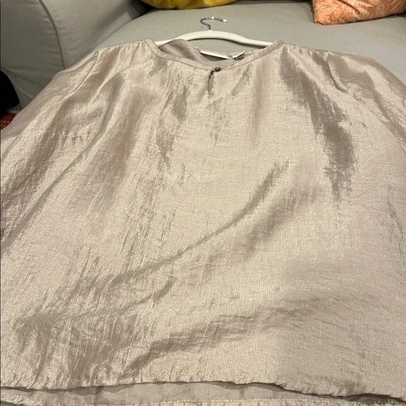 Chicos Champagne Metallic Flowy Festive Blouse 3 - Picture 4 of 8